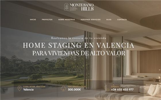 Web de Montesano Hills, home staging en Valencia