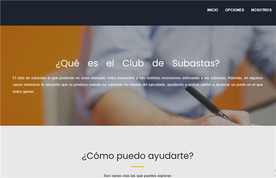 Web de Club de Subastas, inversión en subastas